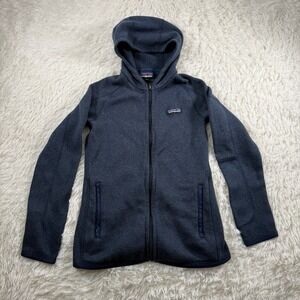 Patagonia Better Hooded Sweater 1/4 Zip Womens XS Navy Fleece Arm Pocket Comfort